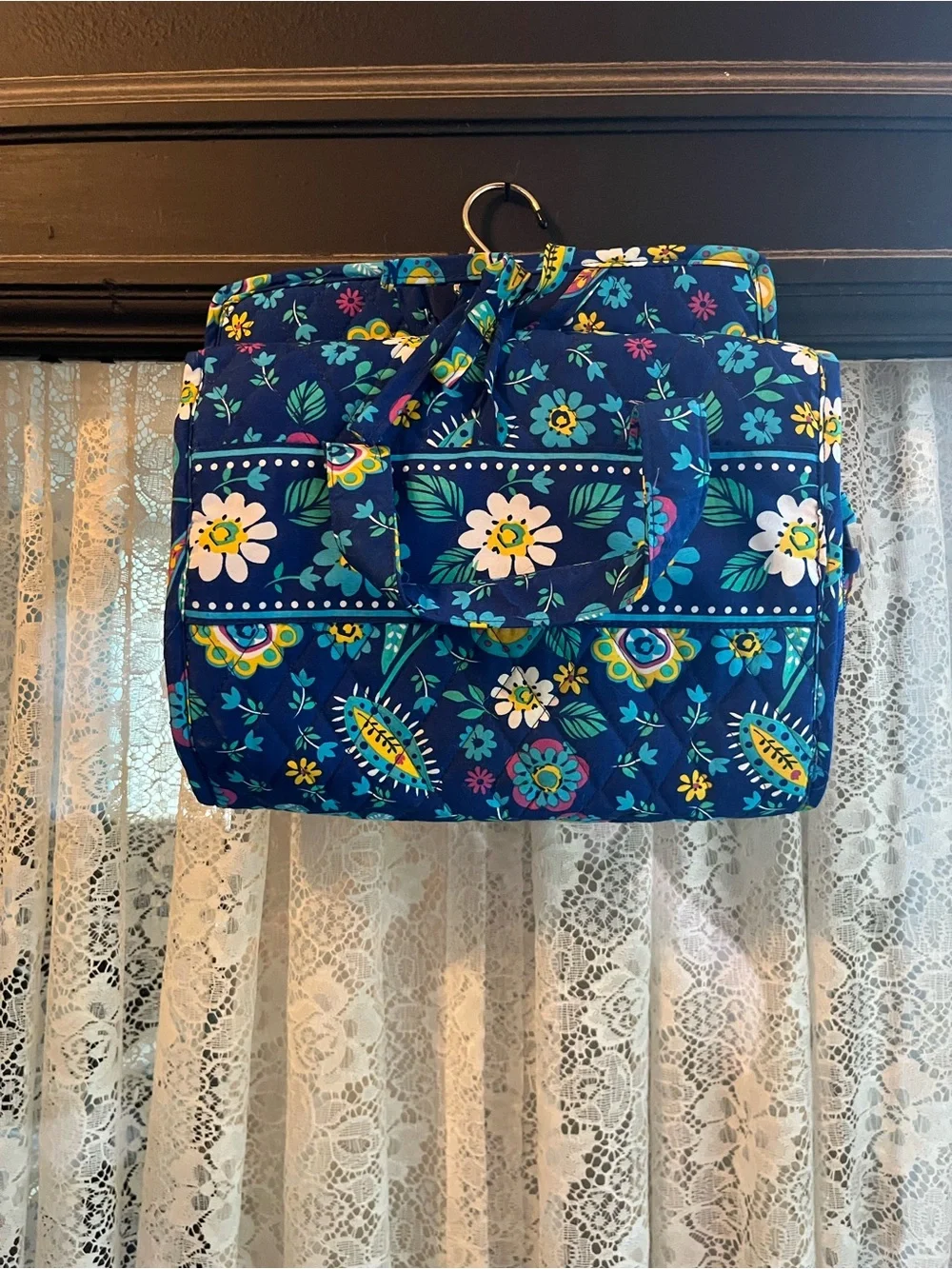 Vera Bradley Blue Floral Hanging Cosmetic Organizer